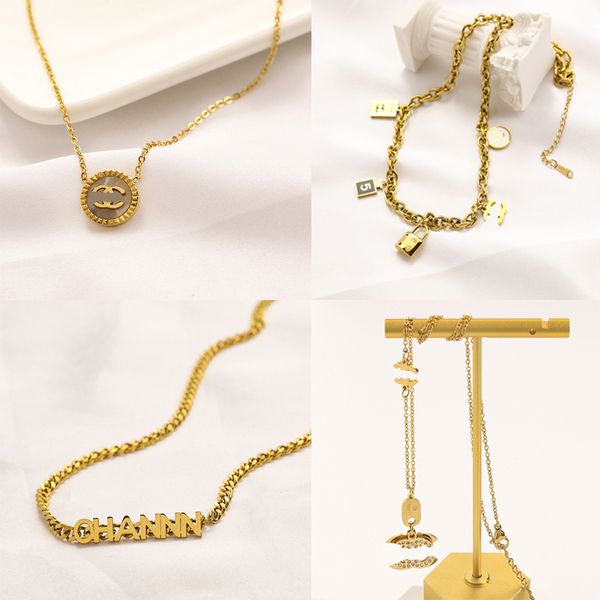

18style luxury fashion style designer letter necklaces brand letter chains necklaces jewelry accessory wedding gifts, Silver