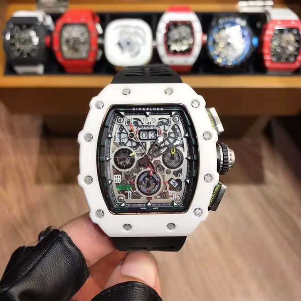

milles watch square watch men's black technology hollow out large dial waterproof glow full automatic multifunctional personalized spor, Slivery;golden