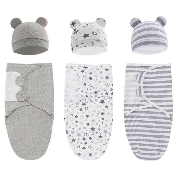 

blankets swaddling 100% organic cotton baby swaddle blanket wrap hat set for infant adjustable born 03 month 230331