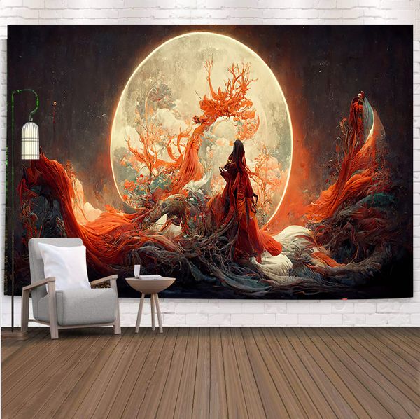 

Chinese Art Hanging Cloth Background Cloth Small and High Sense Room Wall Cloth Bedroom Bedside Background Wall Decoration Painting Fabric Art