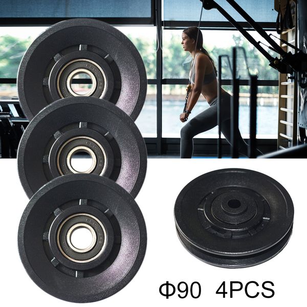 

integrated fitness equip 4 pcs lot wholesale universal 70mm 90mm 105mm diameter wearproof nylon bearing pulley wheel cable gym equipment par