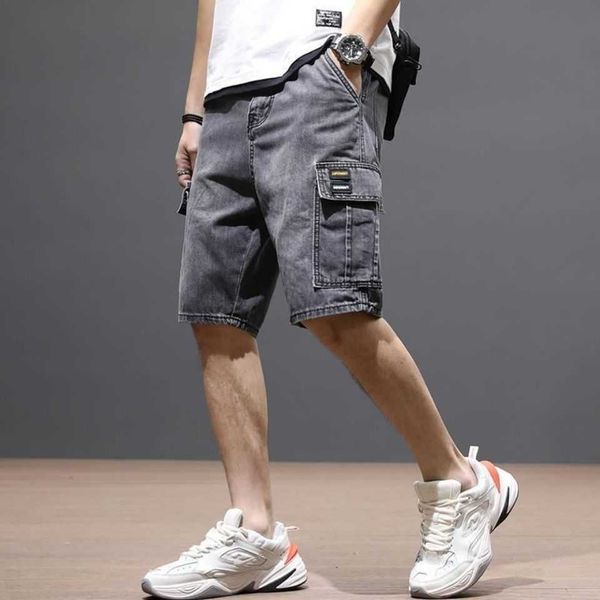 

men's pants denim shorts oversized casual shorts men running sport cargo bermuda pants streetwear fashion summer 2022 new york aa230330, Black