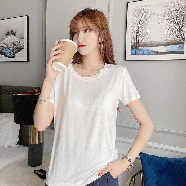 

modal short sleeved t shirt womens summer style white bottoming round neck top