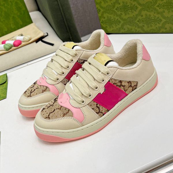 

luxury casual shoes mens classic vintage screener leather web sneaker womens designer dirty leather shoe green obsidian grey strawberry men, Black