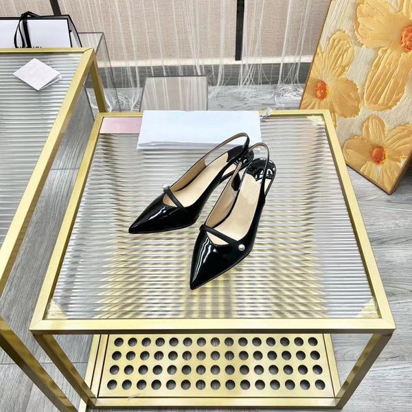 

luxury design sandals charming high heel sandals ballet pink patent leather spell napa sheepskin sandals pearl sandals size 35-41, Black