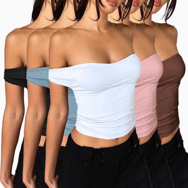 

womens fashion tanks solid color lace up non slip tube backless, White