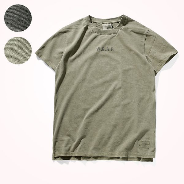

men's t-shirts summer europe and america retro heavy washed old t-shirt men's 100% cotton youth personality short sleeve o-neck ca, White;black