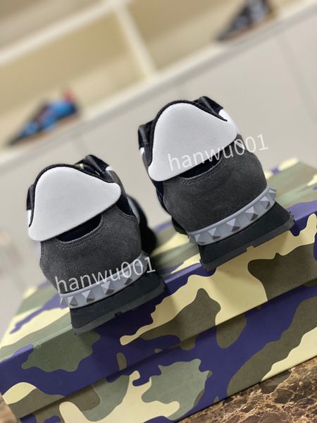 

new designer men camouflage shoes fashion luxury designer sneakers leather sneaker rubber bottoms flats casual, Black