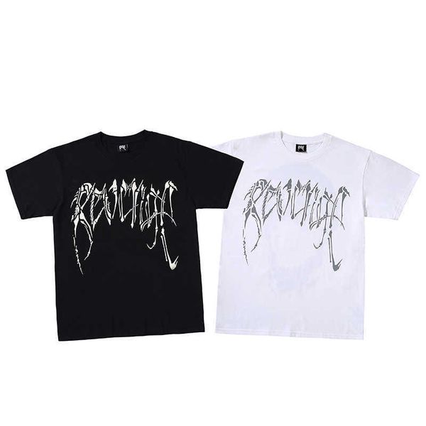 

meichao high street revenge style fashion brand keel letter street rap casual men's and women's t-shirt summer, Black;white
