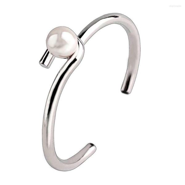 

designer bracelet bangle elegant multi metal linear twisted pearl steel women, Black