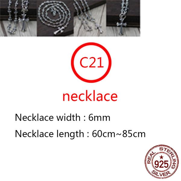 

c21 s925 sterling silver necklace personalized fashion punk hip hop style versatile retro cross flower letter shape gift for lover