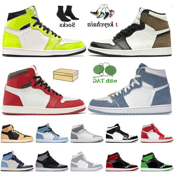 

fashion women mens basketball shoes with box jumpman 1 denis 1s high og lost found heirloom j1 university blue dark mocha cactus