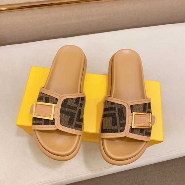 

designer men slides f fabric gold buckle sandals army green brown slippers f metal buckle letter summer fashion classic flat man women slide, Black