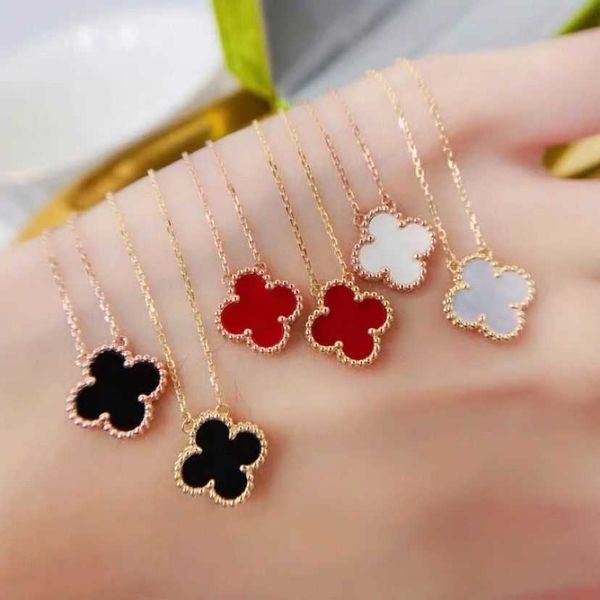 

clover necklace four leaf clover pendent chain grass 18k necklace new light luxury ins pendant lucky clavicle chain valentine's day gif, Silver