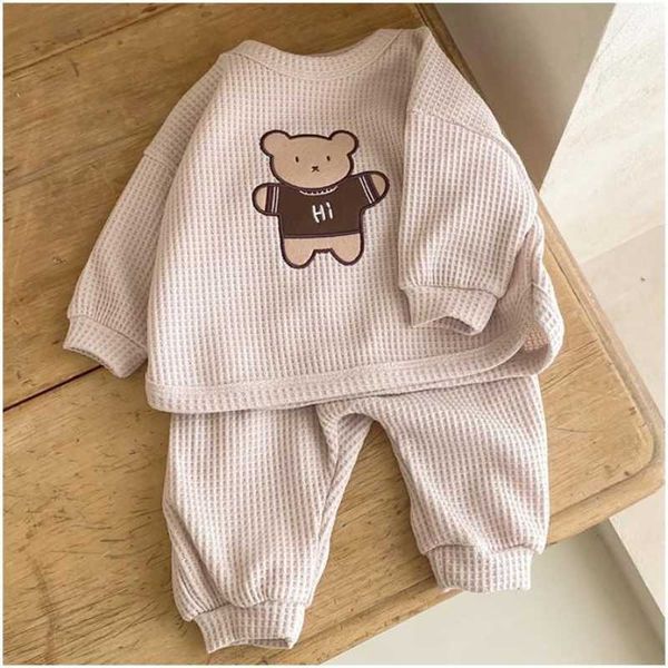 

fashion kids clothes set toddler baby boy girl pattern casual with child loose trousers 2pcs baby boy designer clothing outfit p230331, White