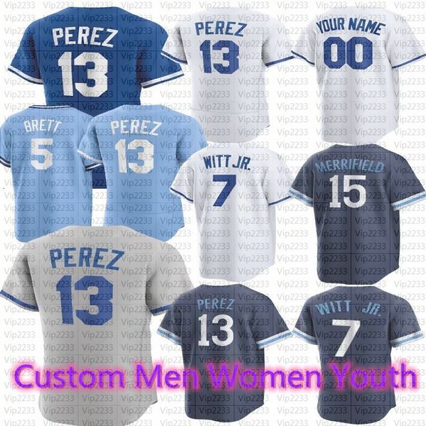 

salvador perez baseball jerseys 7 bobby witt jr. 8 nicky lopez 54 aroldis chapman 56 brad keller 35 diego hernandez 11 maikel garcia 23 zack, Blue;black