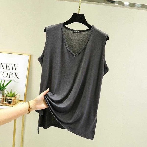 

v neck loose womens tanks modal vest summer bit cotton sleeveless inner match, White