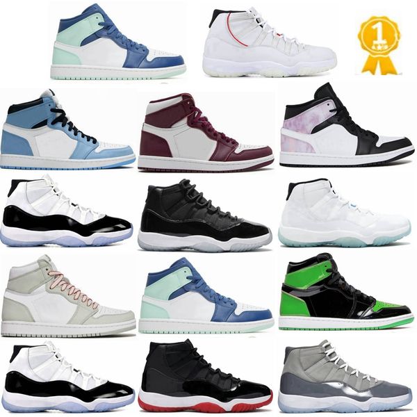 

jumpman 1 11 men women basketball shoes 1s bred patent dark mocha marina blue bubble gum 11s unc concord jubilee pure violet cool grey mens