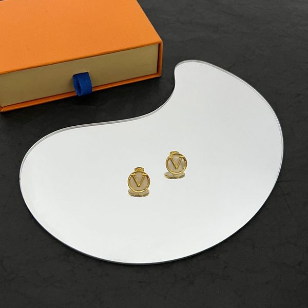 

luxury brand designer earrings fashion gold hoop stud for lady women party wedding lovers gift engagement jewelry for bride various, Golden;silver