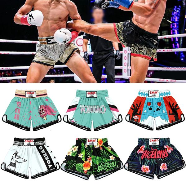 

boxing trunks muay thai pants breathable loose printing kickboxing fight grappling short mma shorts clothing sanda 230331, Blue