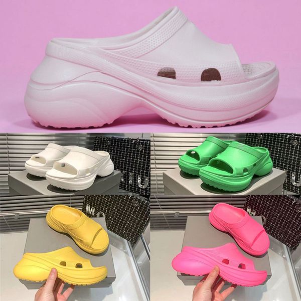 

croc wmns pool slide sandal women designer sandals height increasing wedge platform clogs waterproof shoes black white thick bottom slippers