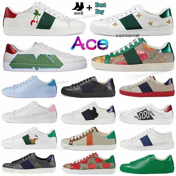 

2023 sneaker casual shoes designer uomini donne men women quality italia brand low leather sneakers ace bee stripes shoe walking sports trai, Black