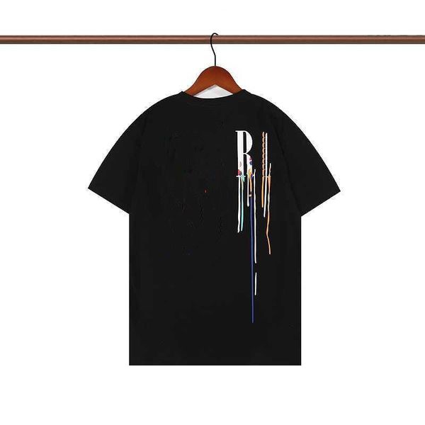 

printed fashion brand cool shirts designer mens luxury short hip hop streetwear tees ink splash flow paint design couples round neck fashion, White;black