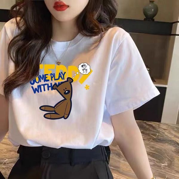 

summer women's new versatile korean cotton loose short sleeve, White;black