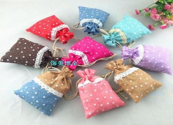 

new designs lace splicing jewelry gift bags ethnic small drawstring cotton packaging pouches 50pcslot mix color shippi1134867, Pink;blue