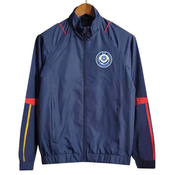 

2023/24 kazakhstan mens jackets long sleeve full zipper hooded soccer windbreaker hoodie windproof football jacket sports windbreakers coats, Black;brown