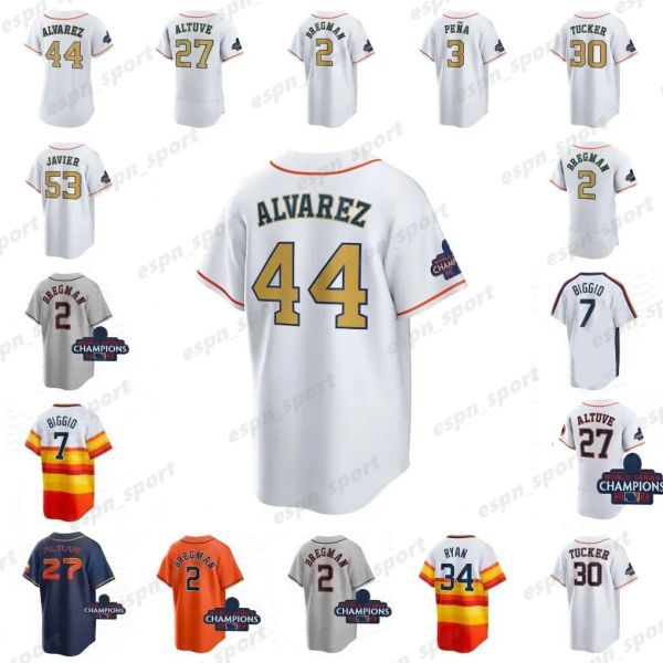 

custom 2023 gold collection baseball jerseys yordan alvarez jose altuve alex bregman jose abreu yuli gurriel jeremy pena kyle tucker framber, Blue;black