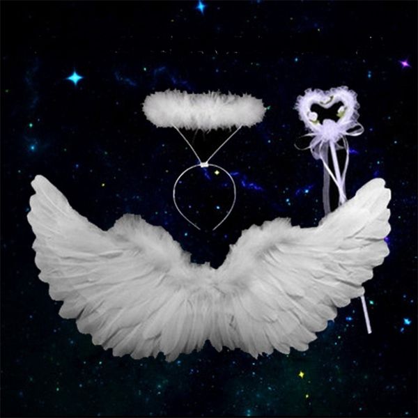 

hair accessories angel halo headband black white feather christmas festival performance party favor outfit cosplay wings 230331, Slivery;white