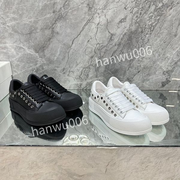 

2023r casual shoes womens leather lace-up sneaker fashion lady flat designer running trainers letters woman shoe platform men gym sneakers, Black