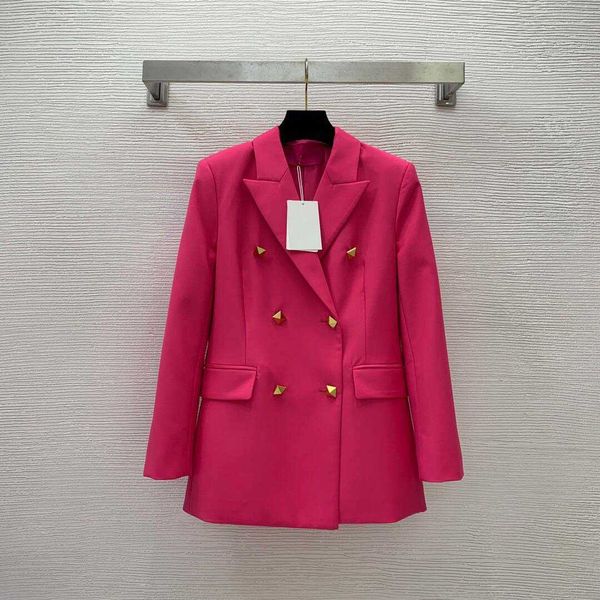 

designer women suits logo brand blazer star guan xiaotongs same solid color double-breasted long-sleeved lapel slim wool suit coat logo bran, White;black