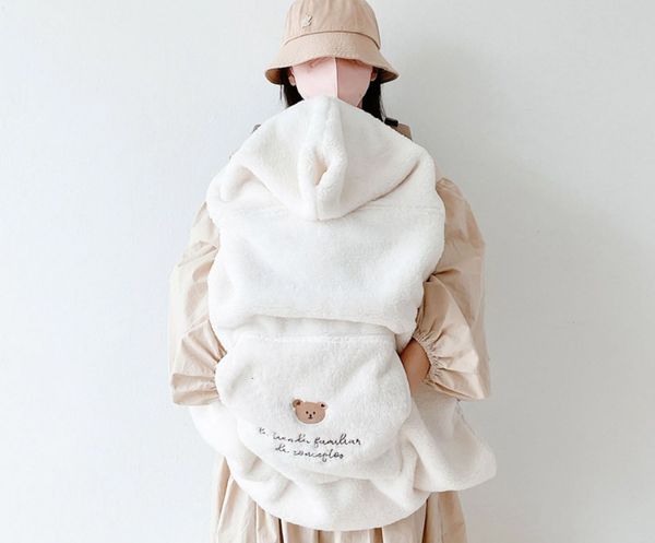 

blankets swaddling soft cartoon coral fleece embroidered bear rabbit warm comforter baby stroller blanket infant cloak nap cover 230330