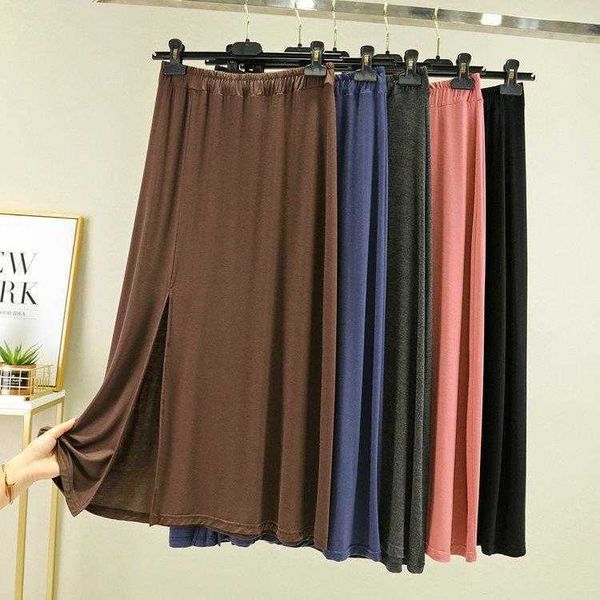 

side slit skirt womens summer thin high waist sheath slimming a line, Black