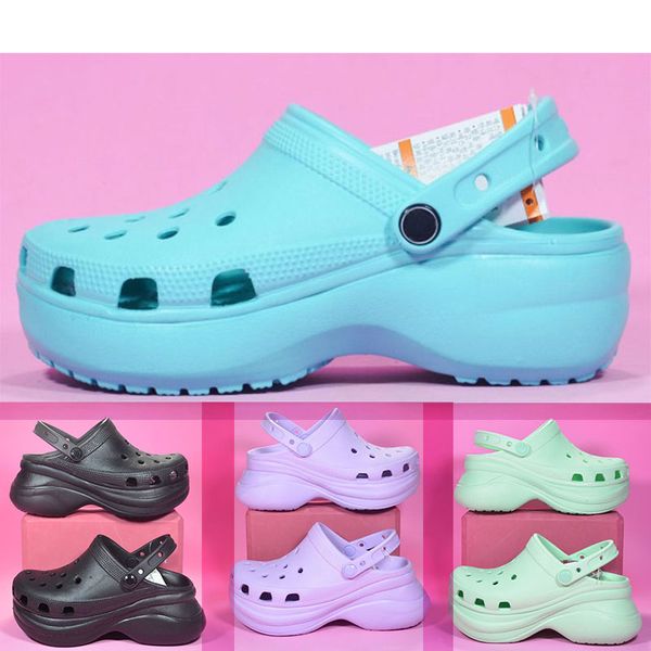 

croc classic bae clog sandal women designer sandals height increasing platform clogs waterproof shoes yellow thick bottom pool slippers hosp, Black