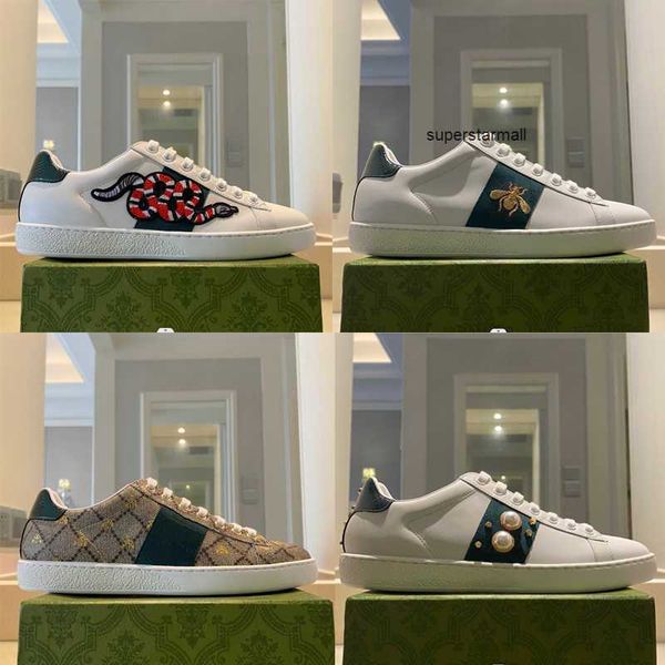 

designer brand shoes classic trainers love sneakers leather sneaker flower embroidered python tiger cock 100% ace men women new colors size, Black