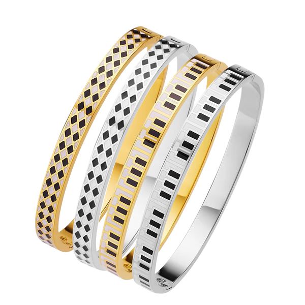 

hbp designer bracelets for women gold 14k real torque bangle designer armband luxury silver cuff sterling silver fashion jewelry elegant eng, Black