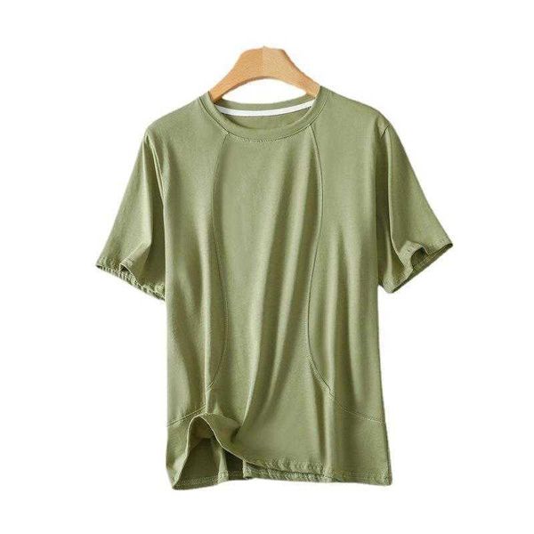 

round neck white shirt cotton stitching yoga sports and leisure running short