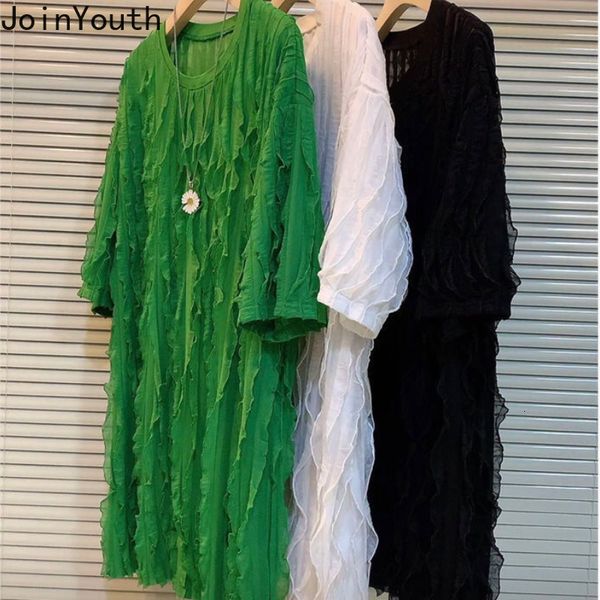 

women's t-shirt oversized female fashion woman long tshirts o-neck short sleeve ruffles summer tees t-shirts korean shirts for women 2, White