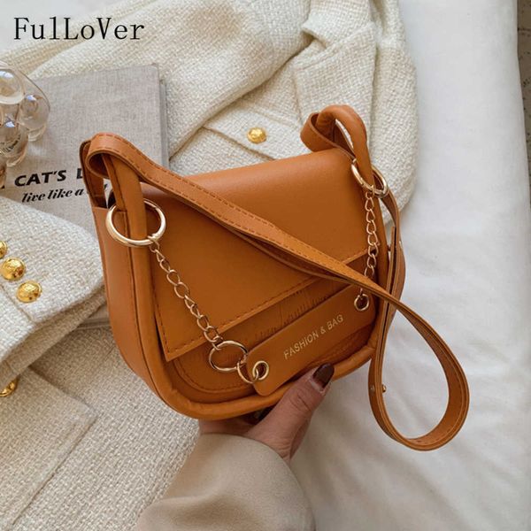 

design shoulder bags for women new fashion messenger bags retro chain saddle handbags pu leather solid color casual bags 230308