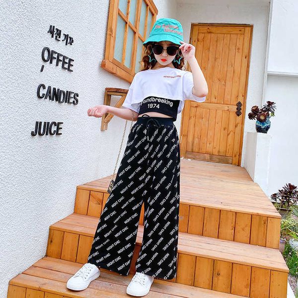 

summer baby girls clothes outfits children sets short sweatshirts t-shirts vest wide leg pants 3 4 5 6 7 8 9 10 11 12 13 years p230331, White