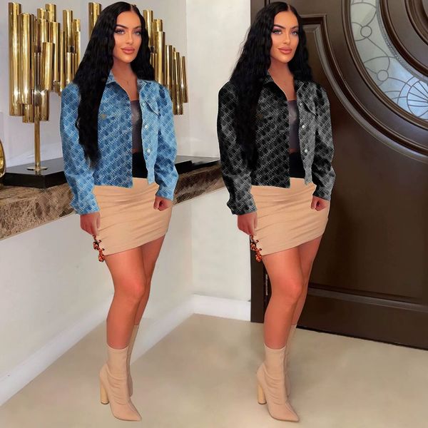 

women's dd0010 new jacket casual versatile jacquard denim coat, Black;brown