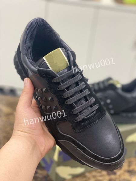 

classic men's sneaker casual shoes canvas leather luxury sneakers for man designer trainer shoe, Black