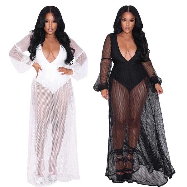 

womens mesh jumpsuit v neck swimsuit beach sun protection summer, Black;white