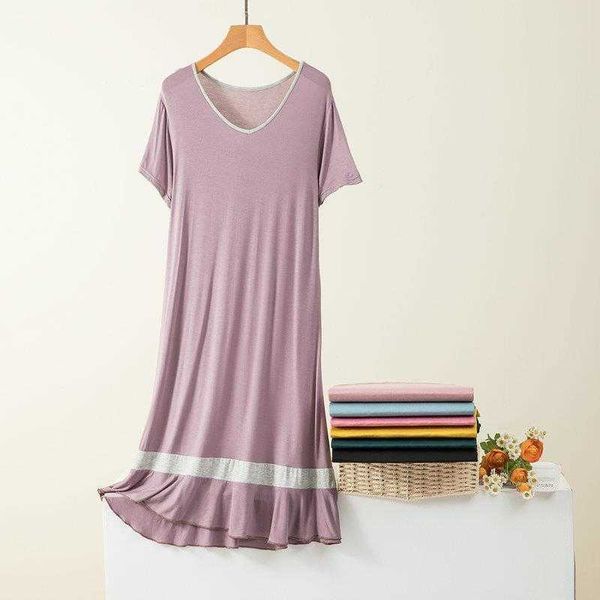 

collar short sleeve dress for women modal pajamas loose nightdress plus size