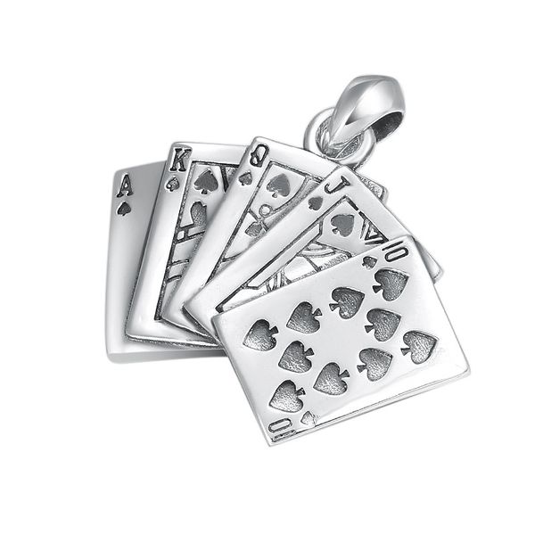 

playing cards pendant necklaces 925 sterling silver necklace antique vintage gothic punk hiphop fashion timeless vintage fine jewelry for wo