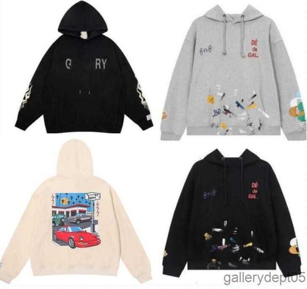 

winter men's hoodies sweatshirts hoodie designer galleryes depts gary painted graffiti used letters printed loose casual fashion men wo, Black