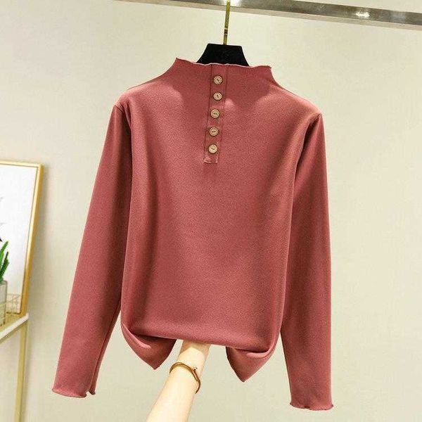 

thickened double shirt sided dralon 5 buttons half high collar long sleeves, White